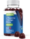 Viteey L-Theanine Gummis mit Ginkgo Biloba für Erwachsene - Hilfsmittel im Fokus & Relax, Verbesserung der Stimmung - Non GMO, Gelatin Free, Vegan, Glutenfrei, Natürlich Sourced Chewable Tasty Raspberry Flavored Gummy