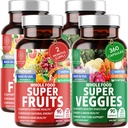 4-Pack N1N Premium Super Fruits & Veggies Supplement, 360 Caps, Ganzes Essen & Natürliche Superfood für Frauen, Männer & Kinder - Verpackt mit Aloe Vera, Vitamine & Minerals, besser als Multivitamine, 100% Vegan