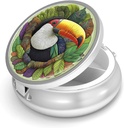 Pille Box-3 Compartment Small Pill Case für Geldbeutel &amp; Tasche Mini Metall Pillenhalter Reisen Pillen Container zu halten Ergänzungen Vitamine BPA-frei (Toucan)