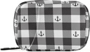 Black and White Plaid Anchor Pill Box 7 Day Pill Case Travel Pill Organizer Bag avec Zipper Portable Weekly Case Taille compacte pour le support de supplément de vitamine
