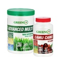 Grüns+ Advanced Multi Raw Superfood Pulver Gesunde organische Mischung, Non-GMO, Soy/Dairy/Gluten Free Camu Camu Vitamin C Supplement reine Berry SuperFruit 400mg Vitamin C, 120 Veggie Kapseln