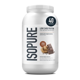 Isopure Low Carb 100% reine Whey Isolate Protein Pulver, Lactosefrei, Glutenfrei, Mit Vitaminen, Schokolade Peanut Butter, 25g Protein pro Servierung, 3 Lbs, 40 Servierungen (Packaging May Vary)