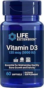 Lebensverlängerung Vitamin B12 Methylcobalamin 1mg & Vitamin D3 125 mcg (5000 IU) Supplement Bundle - 60 Count