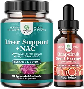 Bundle Liver Support Supplement mit NAC - Kräuter Leber Ergänzung mit N Acetyl Cystein Silymarin Milchdistel und GSE Grapefruit Seed Extrakt Flüssigkeit für Verdauung und Gesundheit und Immununterstützung