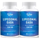 Liposomal GABA mit L-Theanine 1200mg - 2 Pack High Bioavailable GABA Supplements,120 Kapseln für Erwachsene