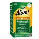 Nature's Way Alive! Max6 Potency Adult Complete Multivitamin, mit Eisen, Vitamine A, C, E & B-Vitamins inklusive methylierter B12 & Folate, unterstützt Energiemetabolismus*, 90 Kapseln (Packaging May Vary)