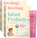LOVEBUG Infant Probiotics 0-6 Monate - USDA Organic Probiotics for Babys, unterstützt Baby Gas, Colic, Durchfall und neugeborene Verstopfung Relief, Allergen & Sugar Free, Geschmackloses Pulver, 60 Pack