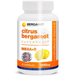 BergaMet Citrus Bergamot Ergänzung, 170:1 Extrakt, 1200mg, 80% Polyphenole, italienische Citrus Bergamot Ergänzung für hohe Cholesterin, 60 Kapseln, 1 Monat, Made in USA