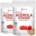 2 Packung reines USDA Bio Acerola Kirschpulver, natürliches und organisches Vitamin C für Immunsystem, 8 Unze, keine GMO, keine Gluten, Brasilien Herkunft