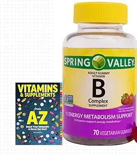 Frühlingstal Vitamin B Complex Supplement Erwachsene vegetarische Gummi, 70 Count+Better Guide Vitamine Ergänzungen
