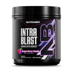 NutraBio Intra Blast Bcaa Powder Amino Acid Supplement, Elektrolyt & Hydration Blend, Intra, Pre Workout & Muskel Erholung, 20g Eaa Aminosäuren Pulver, 5g Glutamin- Trauben Berry Crush, 30 Servieren
