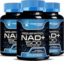 WELLNESS LABSRX NAD Supplement, 1500mg - Liposomal NAD+ Ergänzung mit Resveratrol, NAD Plus Boosting - Unterstützung Cellular Health & Healthy Aging - Ultra Strength Capsules, USA Made - 3 Pack