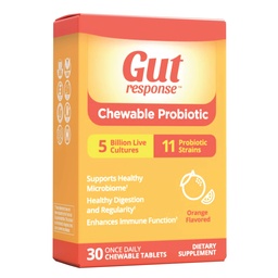 Probiotique à croquer pour les hommes et les femmes, ralentit le vieillissement digestif, stimule le système immunitaire, non-OGM, sans gluten et sans soja, 5 milliards CFU, 30 comprimés à croquer, saveur orange