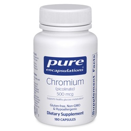 Pure Encapsulations Chrom (Picolinat) 500 mcg - für Lipid & Kohlenhydrat Metabolismus* - Mineralische Beilage - Superior Absorption Chromium Beilage - Vegan & Gluten Frei - 180 Kapseln