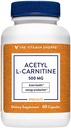 Der Vitamin Shoppe Acetyl-L-Carnitin 500mg – unterstützt die gesunde Gehirn- und Gedächtnisfunktion, fördert Energieproduktion – CarnipureTM bietet reinste Form von L-Carnitin (60 Kapseln)