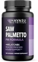 Saw Palmetto PM für Männer mit Melatonin 3mg - Nachtzeit Prostata-Gesundheitsergänzung für Blasen- und Schlafunterstützung - Reduzieren Urinärfrequenz - 100 Count - Vegan, Non-GMO-Kapseln - Über 3 Monate Versorgung