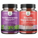 Bundle di Perimenopause Supplemento per le donne -Multibenefit Menopause Rilievo per le donne e Pure Biotin Pills per gli uomini delle donne - Stop Hair Loss Thinning supplemento naturale per la crescita dei capelli scintillanti