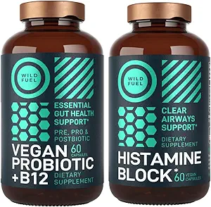 WILD FUEL Histamin Block Ergänzungen und Vegan Probiotic Plus B12 Allergie Unterstützung und Verdauungsgesundheit Bundle
