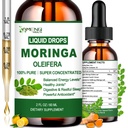 Pure Moringa Oleifera Liquid Drops, Organic Moringa Blatt Extrakt w. Turmeric, Black Pepper, Moringa Ergänzung für Energie Metabolismus Immun Haut Joint & Gut, 6X Stärkere Than Moringa Kapseln Pulver