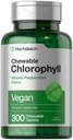 Horbäach Chlorophyll Pillen | 300 Kautabletten | Natürliche Pfefferminz Geschmack | Vegan, Non-GMO & Gluten Kostenlose Ergänzung