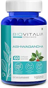 Natürliche Ashwagandha Kapseln 1000mg Kräuter-Schlafhilfe-Ergänzung für Männer und Frauen Erwachsene, hilft Stress zu bekämpfen Unterstützung Energie & Stimmung, fördern Geist Restfulness - 60 Vegan Kapseln