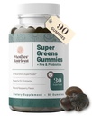 Super Greens Gummi für Frauen, Erwachsene - mit Präbiotika & Probiotika, nicht 8, aber 30 leistungsfähige Greens Superfoods - Multivitamin Veggie Chewables (90 Gummi)