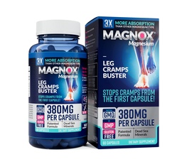 MAGNOX® Leg Cramps Buster | 380mg Magnesium für Leg Cramps bei Nacht | Magnesium Ergänzung für Muskelspasmen | 3X Mehr Absorption | Tote Meer Mineralien | Schlaf & Muskel | 60 Caps