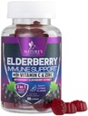 Immununterstützung Gummi - Sambucus Elderberry Gummy mit Elder Berry Extract, Zink & Vitamin C, Natürliche Vegan Immununterstützung Ergänzung für Erwachsene & Kinder, Gummy Elderberry Vitamine - 60 Gummis