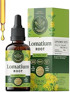 HERBAMA Lomatium Root Tincture - Vegan Lomatium Dissectum Extract für Lung Detox & Cleanse - Non-GMO, Alkohol & Sugar-Free Respiratory Lung Support Supplement, 28-Day Supply