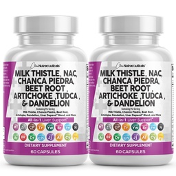 Saubere Nutraceuticals Milchdistel NAC Chanca Piedra Beet Root Artichoke Dandelion Root - Liver Cleanse Supplement Plus TUDCA Choline & Ginger - 2Pack