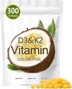 Vitamin D3 K2 Softgel, D3 K2 Vitamin 10000 IU, 10000 IU VIT D3 + 200 MCG Vitamin K2, frei von GVO, Gluten, Soja, Knochengesundheit, Unterstützt Calciumabsorption, 300 Gele