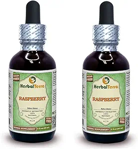 Himbeer (Rubus Idaeus) Glycerit, Organisch getrocknete Blätter Alkoholfreier Flüssigextrakt (Markenname: HerbalTerra, Proudly Made in USA) 2x2 fl.oz (2x60 ml)
