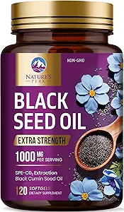 Schwarzes Seed Öl 1000mg - Premium Extra Strength Nigella Sativa Schwarzes Öl - Schwarzes Seed Öl Haut, Verdauungs-Gesundheit & Immununterstützung - Non-GMO Antioxidant, Glutenfreie Ergänzung - 120 Softgels