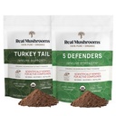 Echte Pilze Türkei Tail (45g) und 5 Verteidiger (45g) Pilzextrakt Pulver Bundle - Pilzergänzung für Immunstärke - Vegan, Non-GMO Immunität Ergänzung