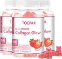 Multi Collagen Protein Glow Beauty Collagen Gummis, Frauen Anti-Aging-Unterstützung mit Glutathione, Biotin & Multivitamins, fördert Haut- und Haargesundheit, Erdbeere, 180 Gummi (90 Tage)