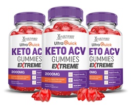 (3 Pack) Ultra Quick Keto ACV Gummies Extreme 2000MG Ultraquick Keto Gummis Apfel Apfelessig Formuliert mit Granatapfel-Fettsaft Pulver B12 Vegan Non GMO 180 Gummys