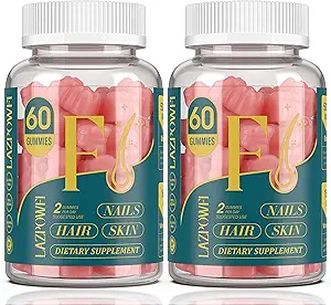 Biotin Gummis -Hair Skin und Nägel Vitamine für Männer & Frauen, Vegan Vitamin B7, unterstützt Haarwachstum und stärkere Nägel,60 Tage Versorgung-Raspberry-2 Pack