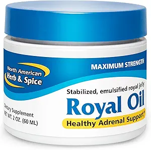 North American Herb & Spice Royal Oil - 2 fl. oz. - Raw Royal Jelly - Gesunde Nebennieren Unterstützung, Kämpfe Stress - High in 10-HDA & B Vitamine - Non-GMO - 20 Servietten