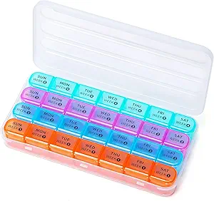 28 Tage Monatliche Pille Organizer - Wöchentliche Pille Box 1 Mal am Tag, 4 Wochen große Pille Fall für Reisen, große Komponente persönliche Pillen Organizer für Vitamine, Fischöle, Nahrungsergänzungen und Medizin