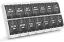 Sukuos AM Weekly 7 Day Pill Organizer, 2 mal ein Tag Pille Box mit Arthritis Friendly Push Button, Medizin Fälle für Vitamin/Fish Oil/Supplements, einfach zu reinigen (schwarz)