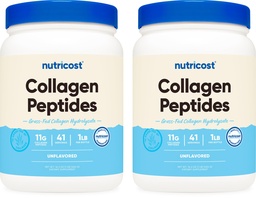 Nutricost Pure Collagen Hydrolysat (Bovine) Pulver (2 Pack) - Gras Fed Bovine Collagen, 1LB Per Bottle