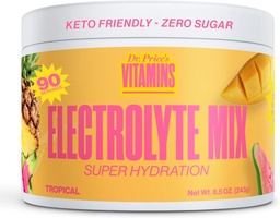 Dr. Price Elektrolyt-Mischung | Zuckerfreies Hydratationspulver mit 72+ Trace Minerals | Kein Zucker, schnellauflösende Elektrolyte Pulverpackungen | Tropical, 90 Portionen