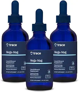 Trace Minerals Mega-Mag - Flüssige Energie-Unterstützung mit Magnesium & Chloride - Gesunde Knochen & Muskel-Funktion Unterstützung Formel - Ergänzung zu Nerve Gesundheit - 4 fl oz (3 Pack) (Über 90 Servietten)