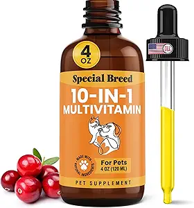10-in-1 Flüssiges Multivitamin für Hunde und Katzen, 2 Unze Multi Vitamin Supplement, Vitamin für Hunde, Vitamine für Katzen, mit Glucosamin & Cranberry, 2 Unzen