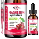 Magnesium Glycinate Flüssigkeitstropfen, 1000mg Magnesium Glycinat, Citrat & Taurat mit Faser, Beetroot, Vitamin B & C für Schlaf, Kalm, Muskel, Energie & Entspannung, 2 Fl Oz, Zuckerfreie Kirsche Flavor