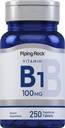 Piping Rock Vitamin B1 100mg | 250 Tabletten | Thiamin Ergänzung | Vegetarisch, Non-GMO, Glutenfrei