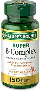 Nature's Bounty, Super B Complex mit Vitamin C & Folsäure - Immun-&Energie-Unterstützung - 150 Tabletten,.