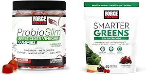 Force Factor ProbioSlim Apfel Apfel Apfel Apfelegar Gummis mit Bio, LactoSpore & Smarter Greens Superfood Chews, Greens und Superfoods mit Probiotics, Antioxidant
