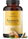 HERBAMA Curcumin Turmeric Capsules - 1500mg Curcuma Longa und Black Pepper Extract für Uric Acid & Digestive Support - Vegan, Non-GMO Turmeric Antioxidant Supplement, 250 Caps