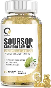 Soursop Graviola Gummi - Bio Soursop Blätter & Obst Extrakt - Verdauungshilfe, Immununterstützung & Antioxidantien Eigenschaften - Non-GMO, 60 Gummis